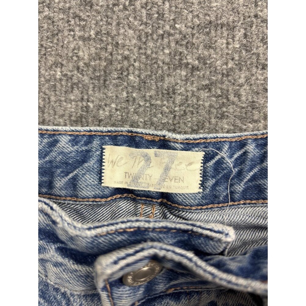 We The Free Denim Shorts Womens 27 Blue Distressed Cutoff Button Fly Raw Hem - Picture 2 of 7